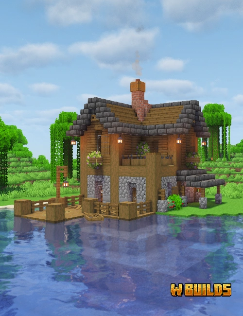 Minecraft Riverside House build tutorial - 148 steps