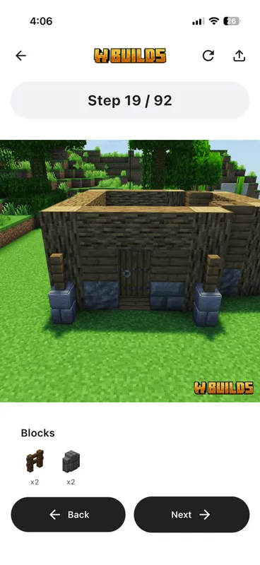 WBuilds building tutorial with 3D block placement view