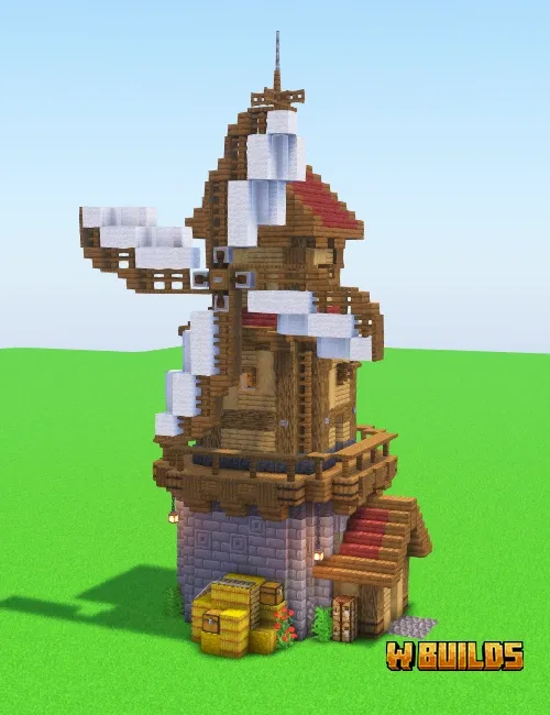 Minecraft windmill build for a farm - 101 steps
